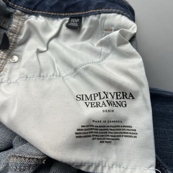 Simply Vera Wang Women’s Blue Dark Wash 10P Petite Mid Rise Capri Stretch Denim - Picture 8 of 9